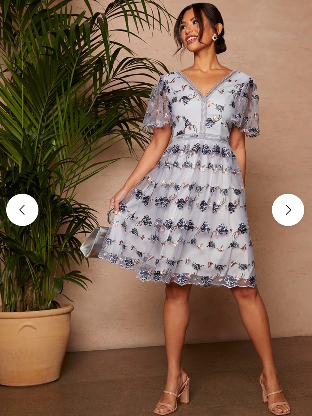 Chi Chi V Neck Floral Embroidered Lace Midi Dress